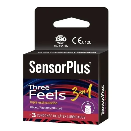 Preservativos Sensor Plus - THREE FEELS 3 en 1